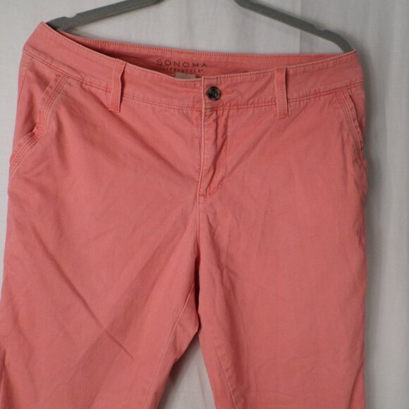 Sonoma Life + Style Modern Fit Broken Corral Pink Straight Leg Capri Pants Sz 14 - Picture 3 of 14
